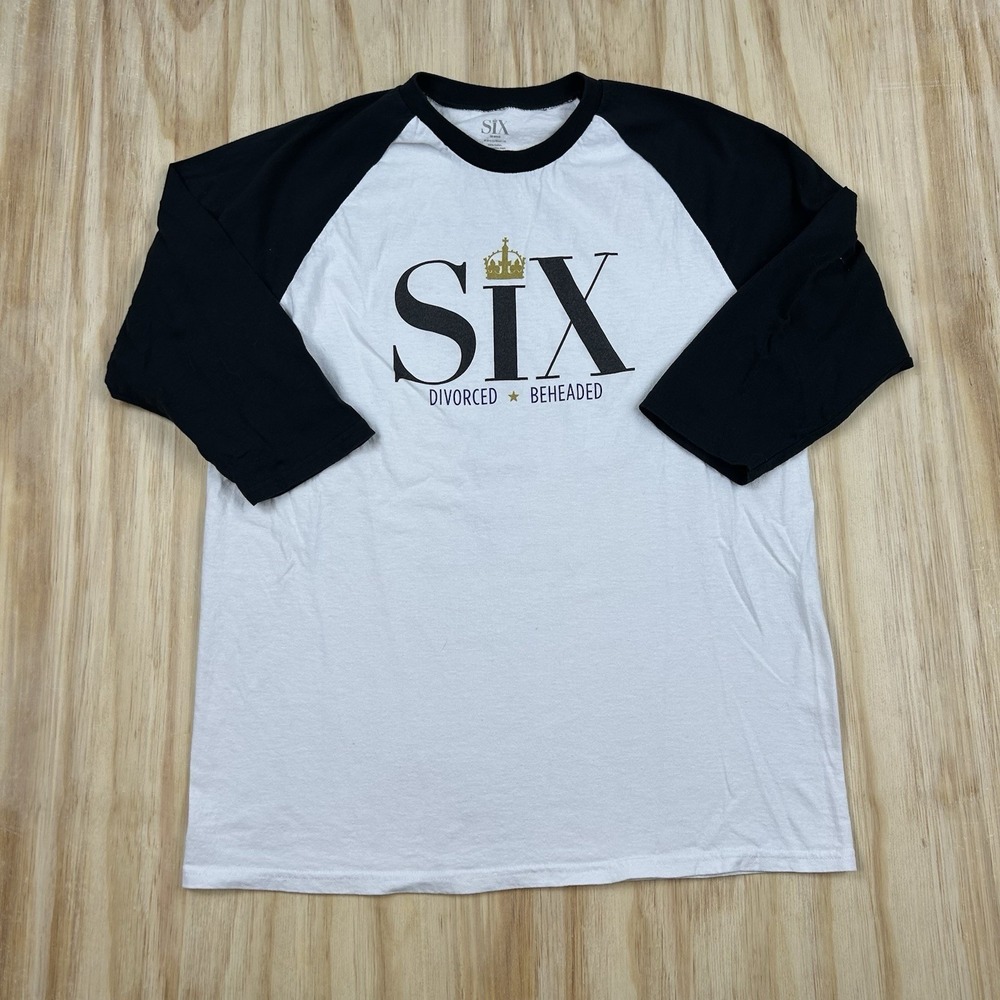 SIX the Musical Broadway Raglan Shirt Long Sleeve Black White Div Size‎ Large